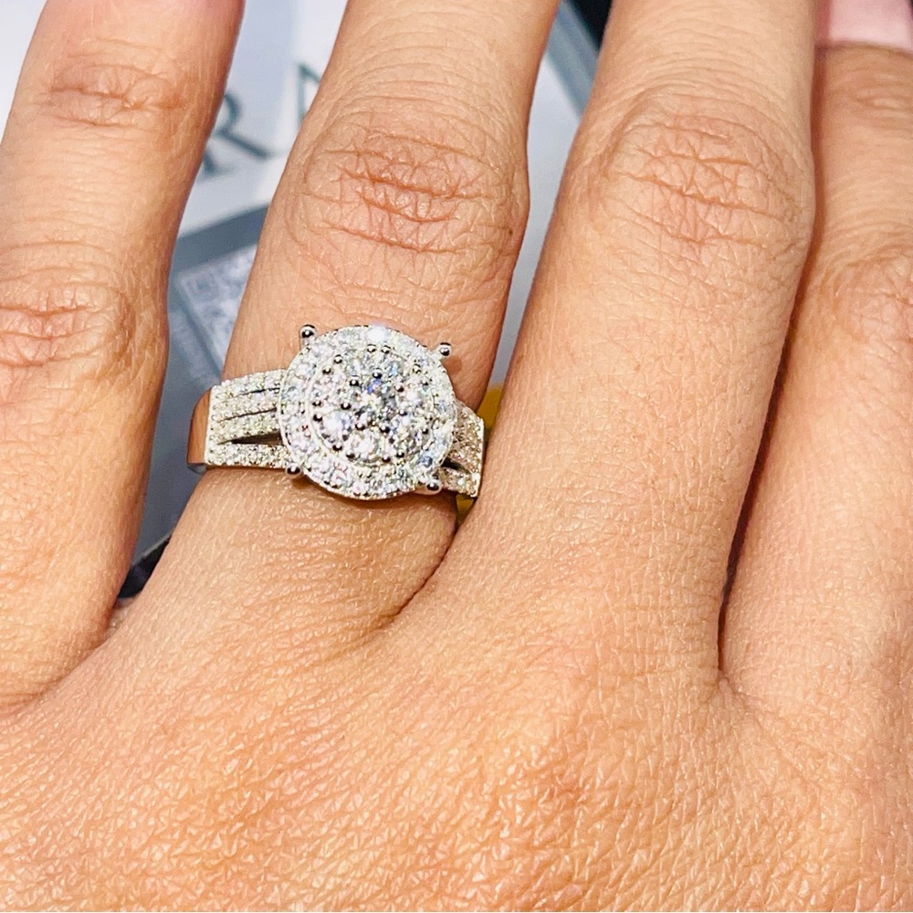 14k white gold vermeil Bridal ring, VVS GRA certified moissanite diamond ring - Picture 4 of 10